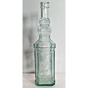 Vintage Old Green Glass Coloured Bottle Gothic Arches Decanter Apothecary